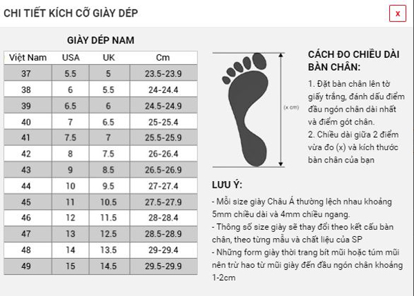 Bảng quy đổi size giày EU và size Việt Nam chính xác, cập nhập mới nhất 2021